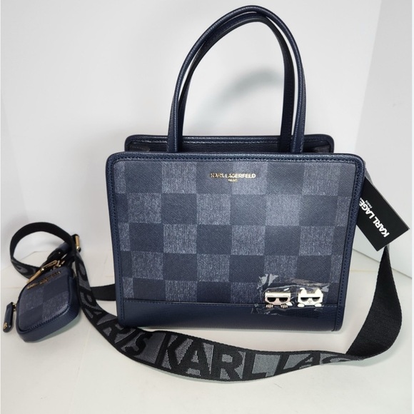 Karl Lagerfeld Handbags - Karl Lagerfeld Navy Checkered Women's Bag NWT